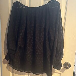 White House Black Market Black Sheer Blouse